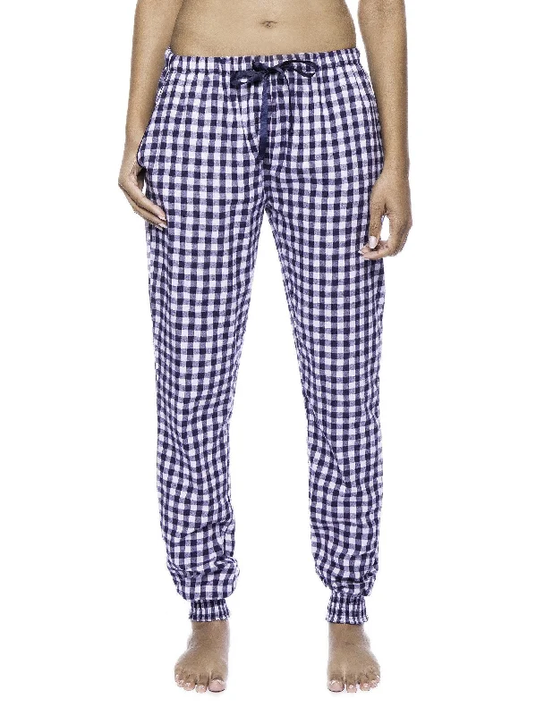 Zipper - hem silver - colored lounge pants for a modern and edgy lookWomen's Premium Flannel Jogger Lounge Pants - Gingham Blue/Heather Zipper - hem silver - colored lounge pants for a modern and edgy lookWomen's Premium Flannel Jogger Lounge Pants - Gingham Blue/Heather
