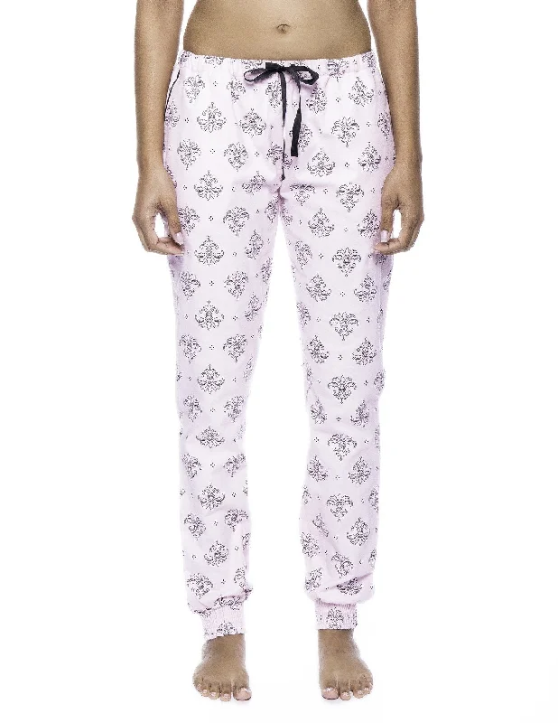 Embroidered - hem lavender - colored lounge pants for a delicate and beautiful lookWomen's Premium Flannel Jogger Lounge Pants - Fleur Pink/Black Embroidered - hem lavender - colored lounge pants for a delicate and beautiful lookWomen's Premium Flannel Jogger Lounge Pants - Fleur Pink/Black