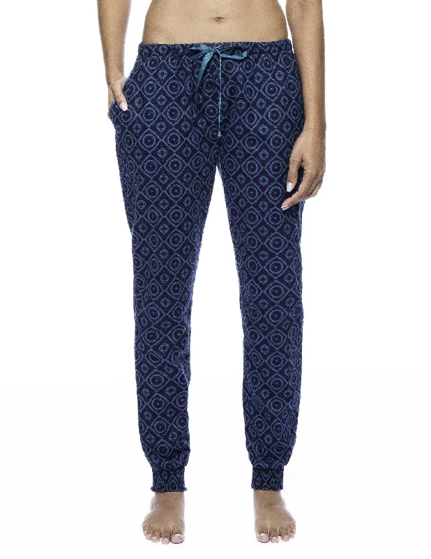 Bell - bottom purple paisley - print lounge pants for a retro lookWomen's Premium Flannel Jogger Lounge Pants - Moroccan Navy/Teal Bell - bottom purple paisley - print lounge pants for a retro lookWomen's Premium Flannel Jogger Lounge Pants - Moroccan Navy/Teal
