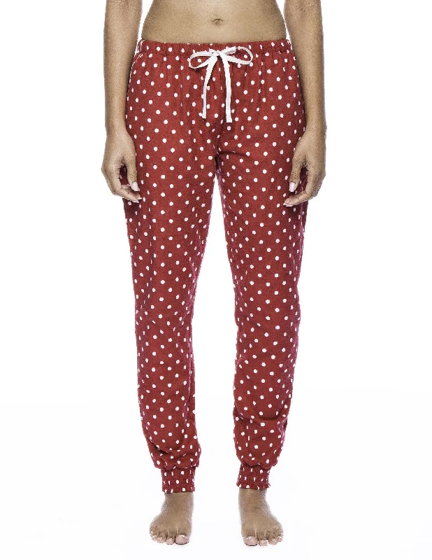 Fringe - hem rose - colored lounge pants for a fun and carefree lookWomen's Premium Flannel Jogger Lounge Pants - Dots Diva Red Fringe - hem rose - colored lounge pants for a fun and carefree lookWomen's Premium Flannel Jogger Lounge Pants - Dots Diva Red