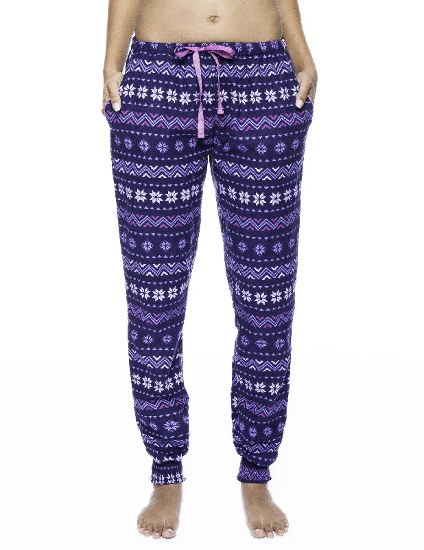 Mini - length hot - pink sequined lounge pants for a fun and flashy styleWomen's Premium Flannel Jogger Lounge Pants - Nordic Snowflakes Blue Mini - length hot - pink sequined lounge pants for a fun and flashy styleWomen's Premium Flannel Jogger Lounge Pants - Nordic Snowflakes Blue