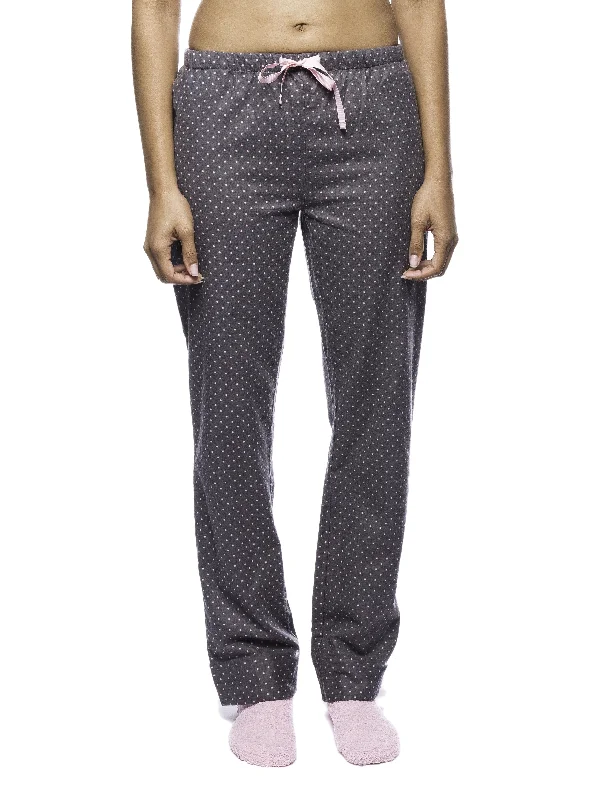 Embroidered - cuffed sky - blue lounge pants for a delicate and beautiful lookWomens Premium 100% Cotton Flannel Lounge Pants - Pindots Charcoal Embroidered - cuffed sky - blue lounge pants for a delicate and beautiful lookWomens Premium 100% Cotton Flannel Lounge Pants - Pindots Charcoal