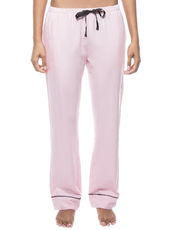 Drawstring - cuffed cream - colored lounge pants for a simple and elegant lookWomens 100% Cotton Flannel Lounge Pants - Herringbone Pink Drawstring - cuffed cream - colored lounge pants for a simple and elegant lookWomens 100% Cotton Flannel Lounge Pants - Herringbone Pink