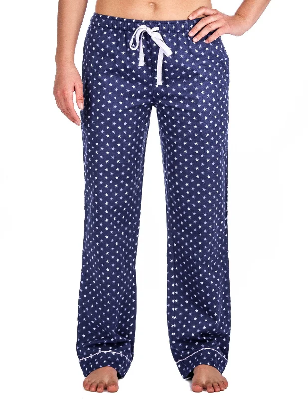 Knee - length white lace - detailed lounge pants for a delicate and feminine lookRelaxed Fit Womens 100% Cotton Flannel Lounge Pants - Stars Blue Knee - length white lace - detailed lounge pants for a delicate and feminine lookRelaxed Fit Womens 100% Cotton Flannel Lounge Pants - Stars Blue