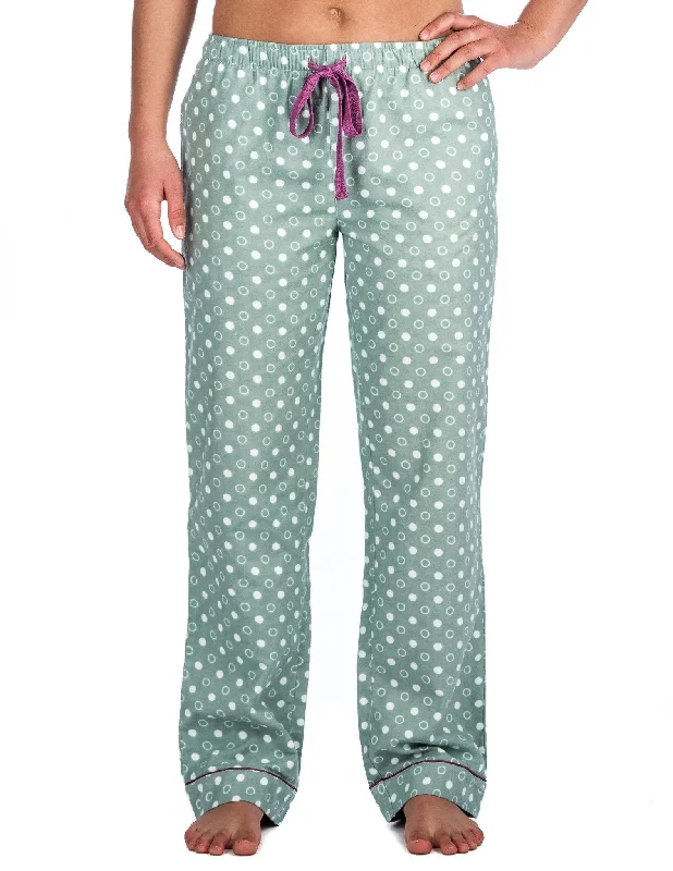 Bell - bottom purple paisley - print lounge pants for a retro lookRelaxed Fit Womens 100% Cotton Flannel Lounge Pants - Polka Circles Green Bell - bottom purple paisley - print lounge pants for a retro lookRelaxed Fit Womens 100% Cotton Flannel Lounge Pants - Polka Circles Green