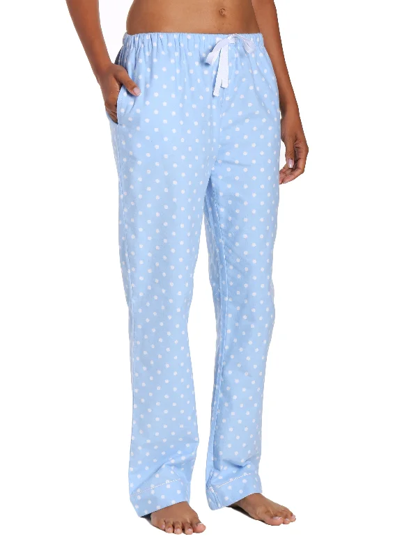 Plus - size high - waisted plaid lounge pants for plus - size womenWomens 100% Cotton Flannel Lounge Pants - Dots Diva Blue-White Plus - size high - waisted plaid lounge pants for plus - size womenWomens 100% Cotton Flannel Lounge Pants - Dots Diva Blue-White
