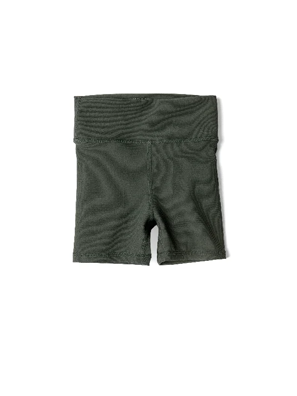 Cuffed Women Shorts for a Laid - Back and Trendy LookAthletic Ribbed Biker Short - Forest Cuffed Women Shorts for a Laid - Back and Trendy LookAthletic Ribbed Biker Short - Forest