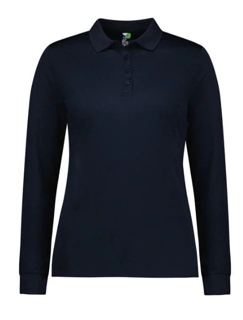 Dry - clean only polo shirt in luxurious silk blendBiz Collection Action Ladies Long Sleeve Polo Shirt P206LL Dry - clean only polo shirt in luxurious silk blendBiz Collection Action Ladies Long Sleeve Polo Shirt P206LL