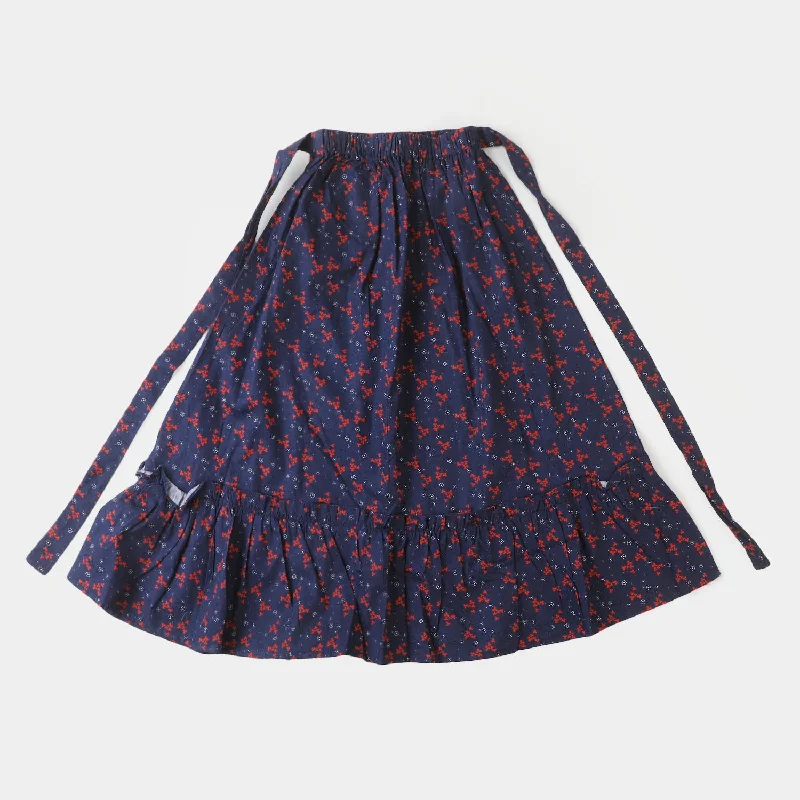 Button - down denim skirt for a vintage - inspired styleGirls Cotton Long Skirt - Navy Blue Button - down denim skirt for a vintage - inspired styleGirls Cotton Long Skirt - Navy Blue