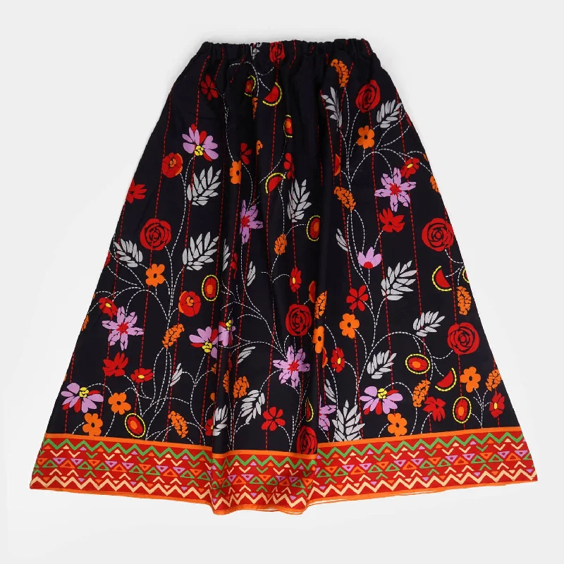 Animal - print wrap skirt for a wild and stylish statementGirls Digital Print Cotton Long Skirt Leafy - Black Animal - print wrap skirt for a wild and stylish statementGirls Digital Print Cotton Long Skirt Leafy - Black