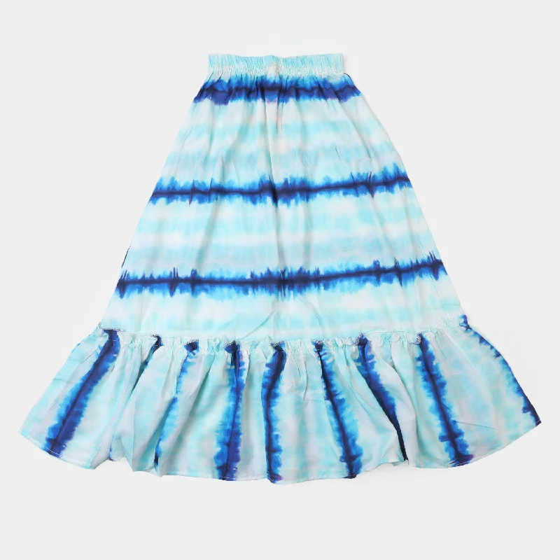 Lace - trimmed tulle skirt for a dreamy bridal shower lookGirls Digital Print Long Skirt Lines - Blue Lace - trimmed tulle skirt for a dreamy bridal shower lookGirls Digital Print Long Skirt Lines - Blue
