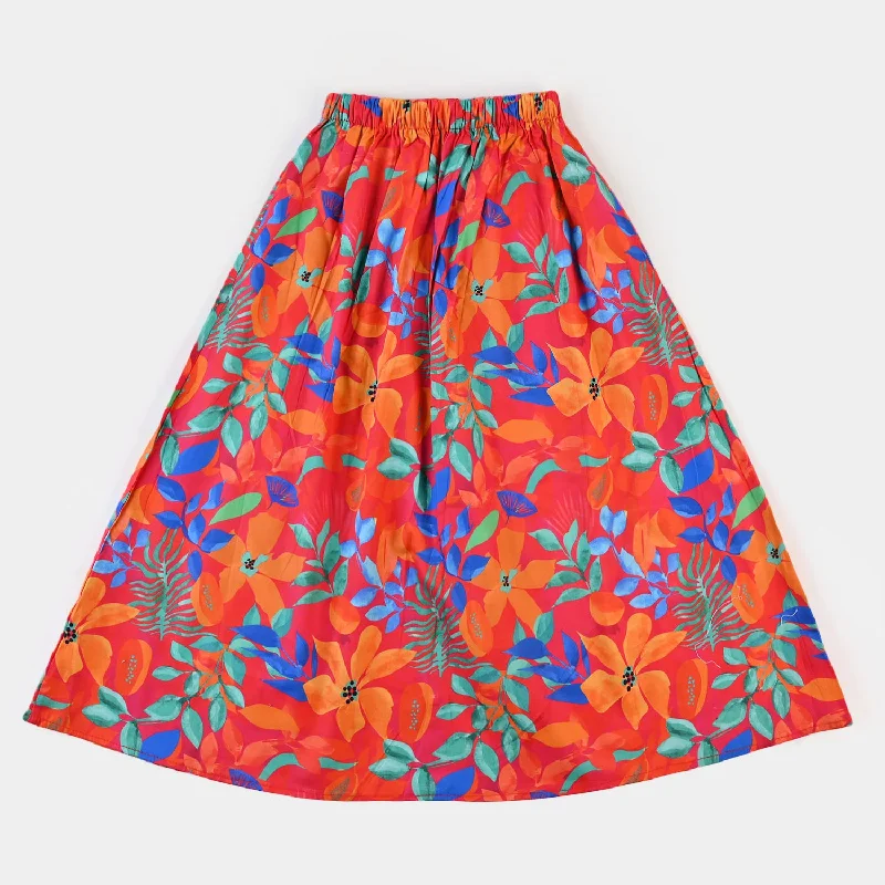 Retro - style circle skirt with a wide waistbandGirls Digital Print Long Skirt - Multi Retro - style circle skirt with a wide waistbandGirls Digital Print Long Skirt - Multi