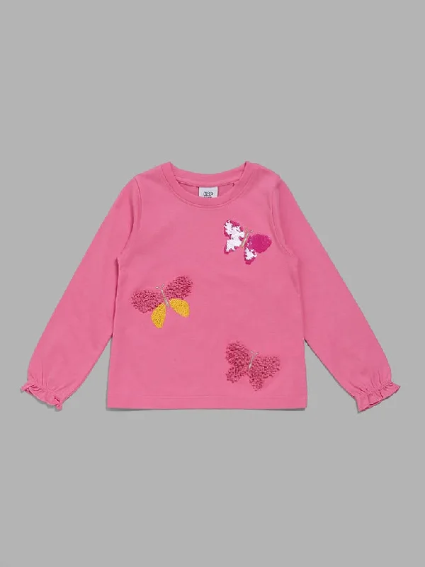 Jeanette Women Shorts with a Soft and Comfortable FeelHOP Kids Pink Butterfly Sequen Detail Top Jeanette Women Shorts with a Soft and Comfortable FeelHOP Kids Pink Butterfly Sequen Detail Top