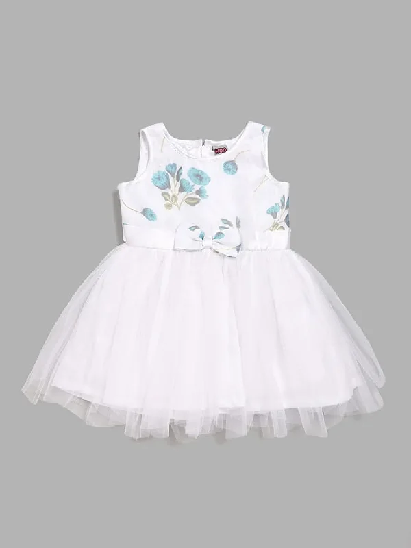 Elastic Waist Women Shorts for Easy Wear and ComfortHOP Kids White Floral Printed Mesh Dress Elastic Waist Women Shorts for Easy Wear and ComfortHOP Kids White Floral Printed Mesh Dress