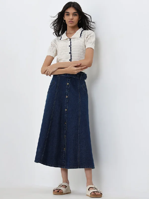 Jeanette Women Shorts with a Soft and Comfortable FeelLOV Dark Blue High-Rise Denim Skirt Jeanette Women Shorts with a Soft and Comfortable FeelLOV Dark Blue High-Rise Denim Skirt