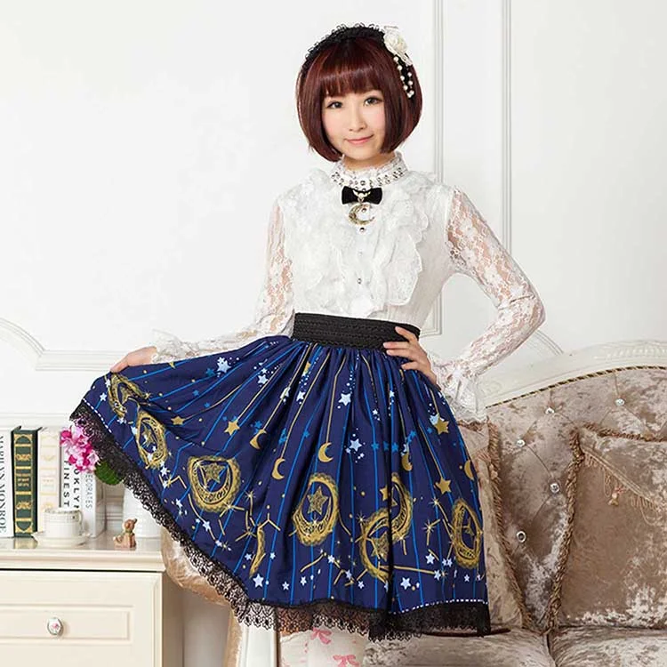 Sleeveless chiffon maxi skirt for a breezy summer eveningMidnight Astrology Lolita Skirt Sleeveless chiffon maxi skirt for a breezy summer eveningMidnight Astrology Lolita Skirt