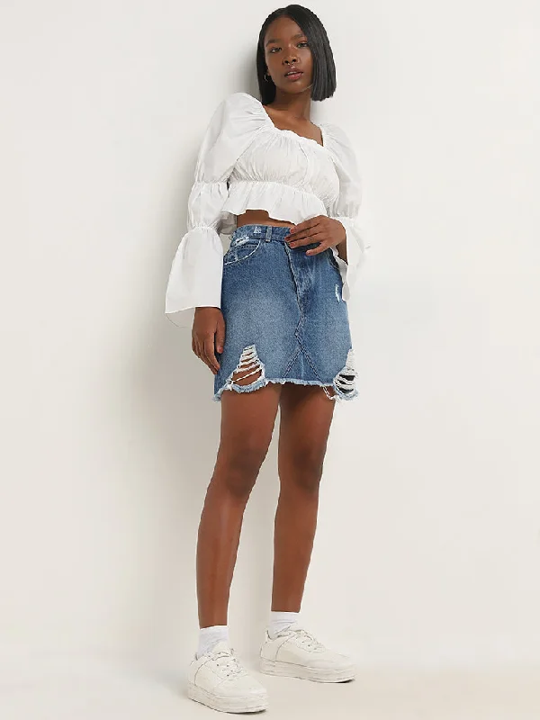 Printed Animal Print Women Shorts for a Wild and Stylish AppearanceNuon Blue Distressed High-Rise Denim Skirt Printed Animal Print Women Shorts for a Wild and Stylish AppearanceNuon Blue Distressed High-Rise Denim Skirt