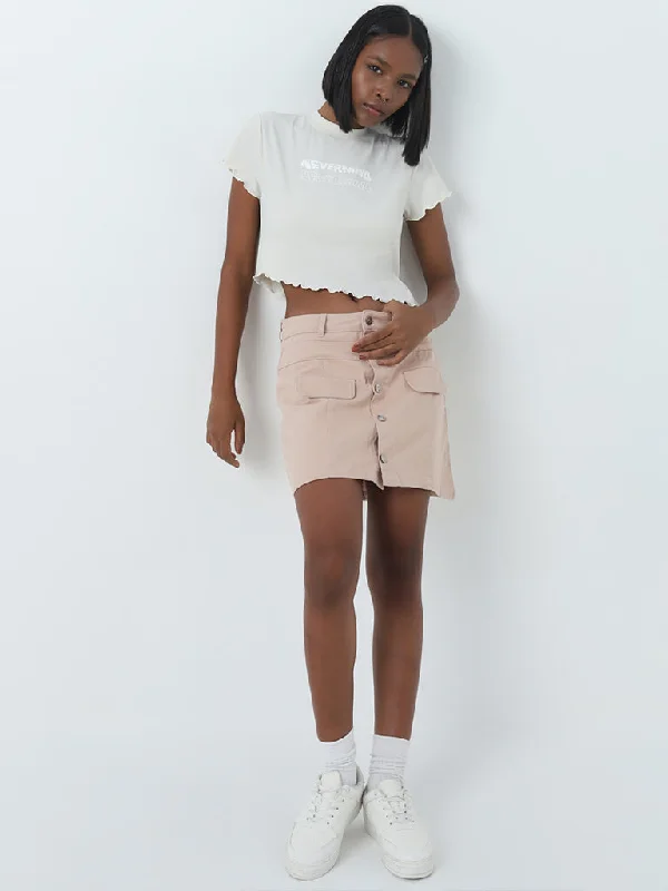 Jeanette Women Shorts with a Soft and Comfortable FeelNuon Blush Pink High-Rise Denim Skirt Jeanette Women Shorts with a Soft and Comfortable FeelNuon Blush Pink High-Rise Denim Skirt