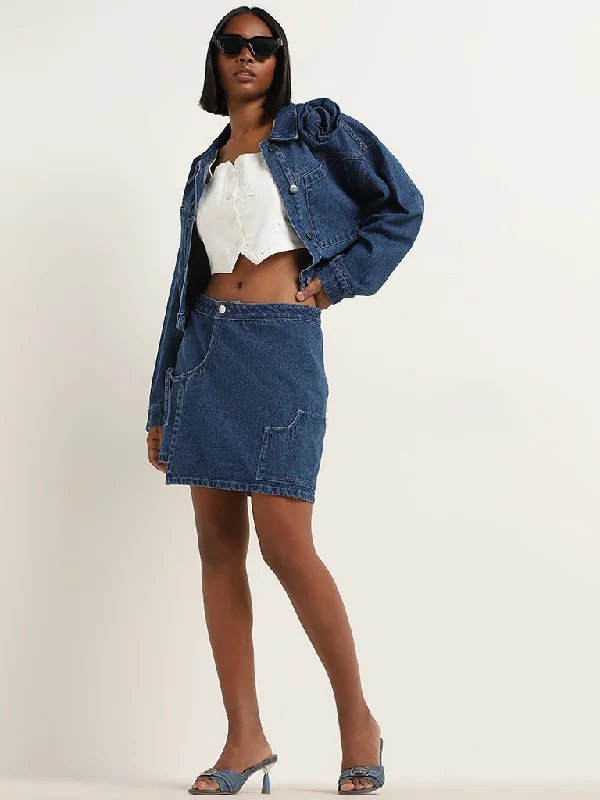 Plus Size Women Shorts with a Comfortable and Stylish FitNuon Dark Blue Wrap-Over High-Rise Skirt Plus Size Women Shorts with a Comfortable and Stylish FitNuon Dark Blue Wrap-Over High-Rise Skirt