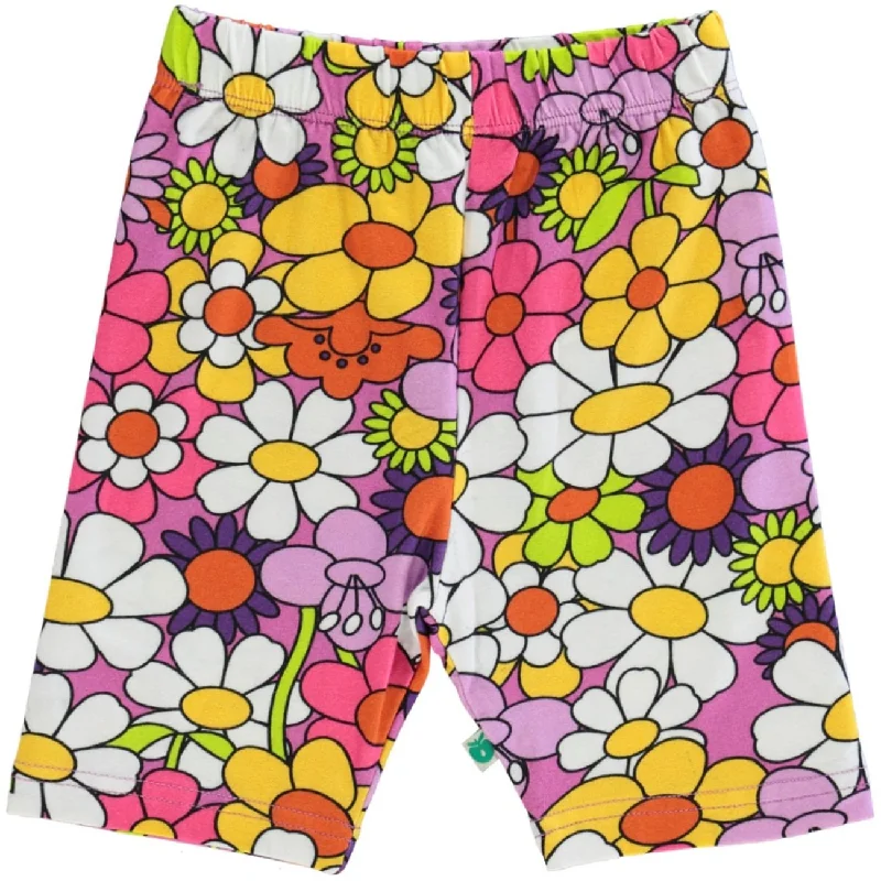 Twill Women Shorts with a Smooth Texture and DurabilitySmåfolk Spring Pink Cycling Shorts With Flowers Twill Women Shorts with a Smooth Texture and DurabilitySmåfolk Spring Pink Cycling Shorts With Flowers