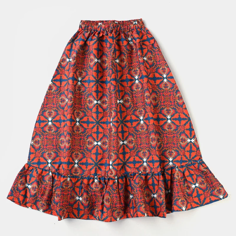 Tiered linen skirt for a bohemian summer festivalTeens Girls long Skirt Promise-ORANGE Tiered linen skirt for a bohemian summer festivalTeens Girls long Skirt Promise-ORANGE