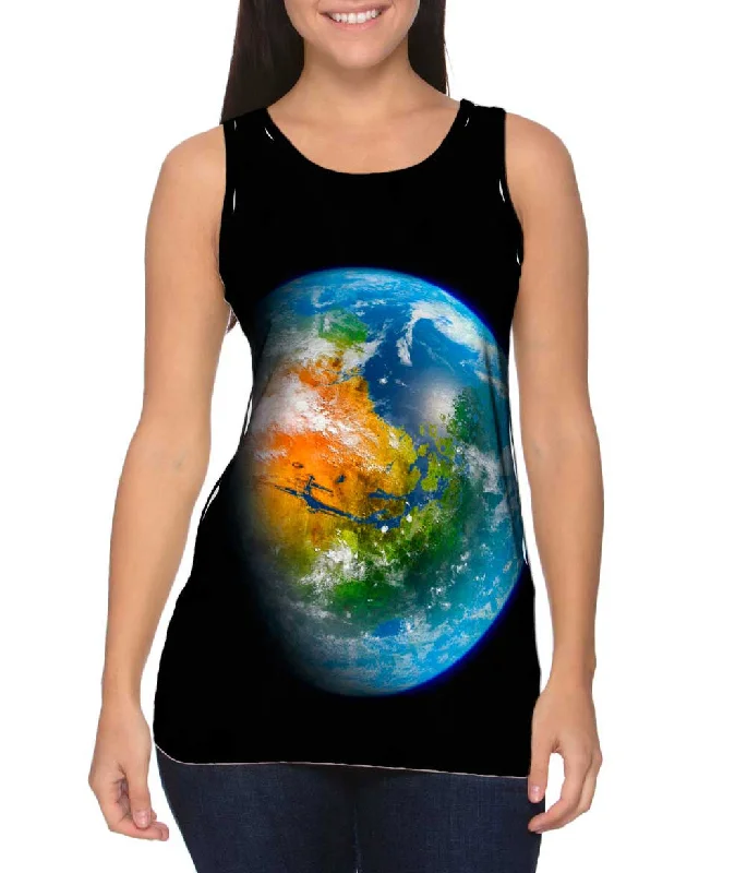 Plus Size Women's Criss - Cross Back Tank Tops in Neon ColorsTerraformed Mars Globe Realistic Space Plus Size Women's Criss - Cross Back Tank Tops in Neon ColorsTerraformed Mars Globe Realistic Space