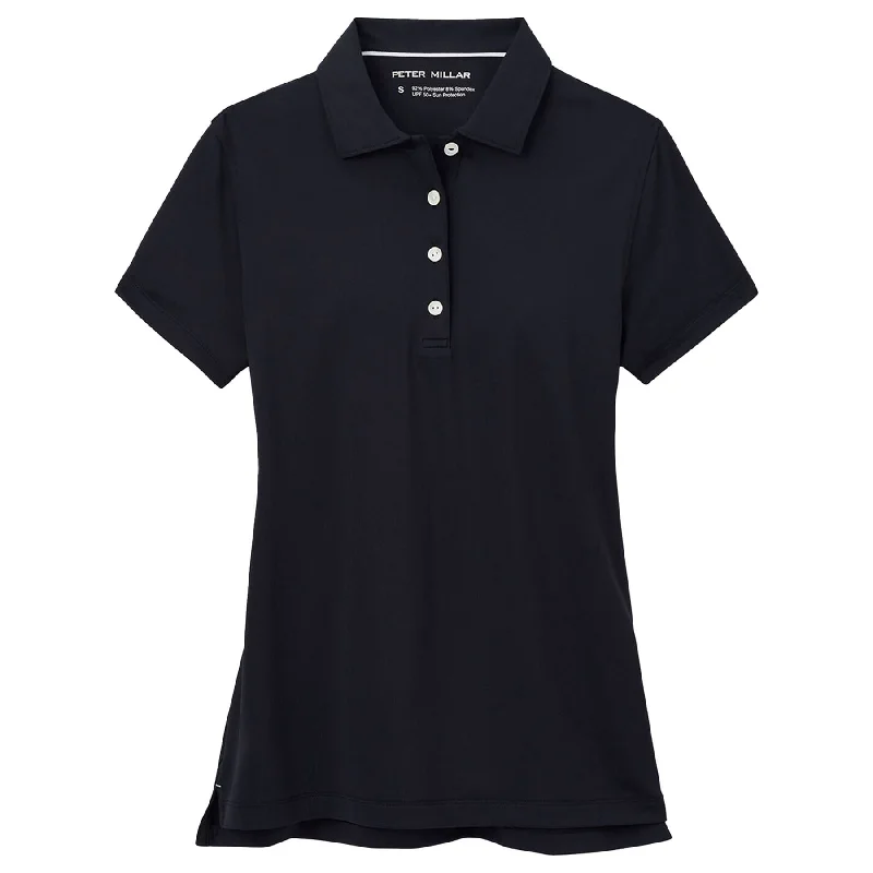 Button - down collar polo shirt in stretchy spandex blendWomens Button Polo Black - 2024 Button - down collar polo shirt in stretchy spandex blendWomens Button Polo Black - 2024