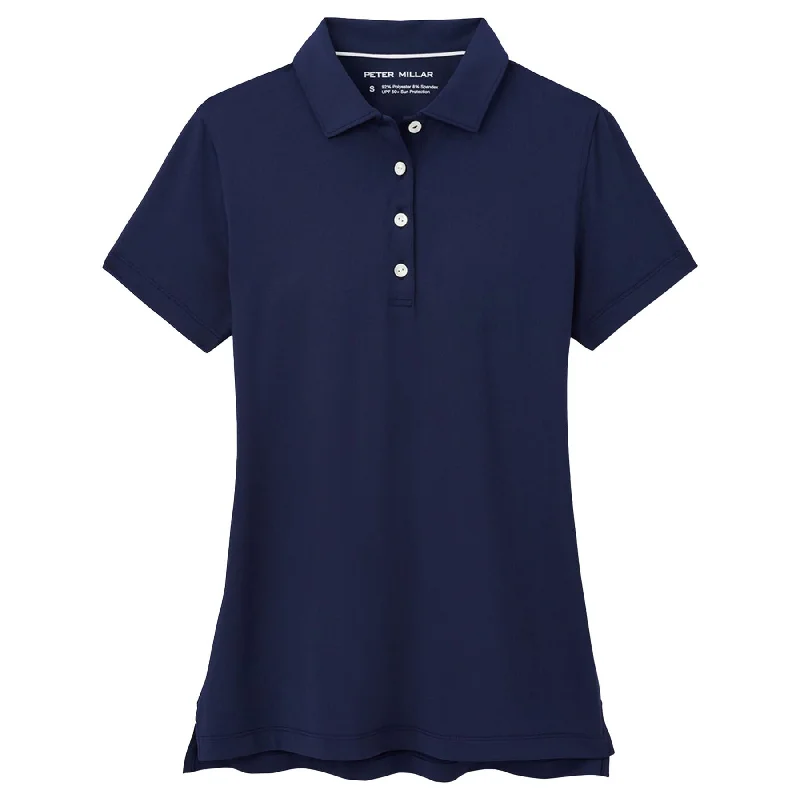 Long - sleeve polo shirt in lightweight polyester for layeringWomens Button Polo Navy - 2024 Long - sleeve polo shirt in lightweight polyester for layeringWomens Button Polo Navy - 2024