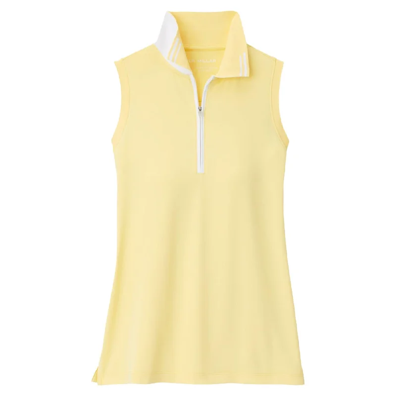 Button - down collar polo shirt in stretchy spandex blendWomens Chrissie Sleeveless Polo Morning Sun/White - AW24 Button - down collar polo shirt in stretchy spandex blendWomens Chrissie Sleeveless Polo Morning Sun/White - AW24