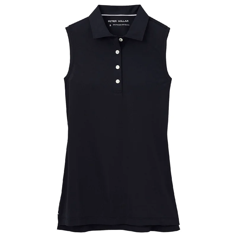 Two - tone polo shirt for a modern and stylish appearanceWomens Sleeveless Banded Button Polo Black - 2024 Two - tone polo shirt for a modern and stylish appearanceWomens Sleeveless Banded Button Polo Black - 2024