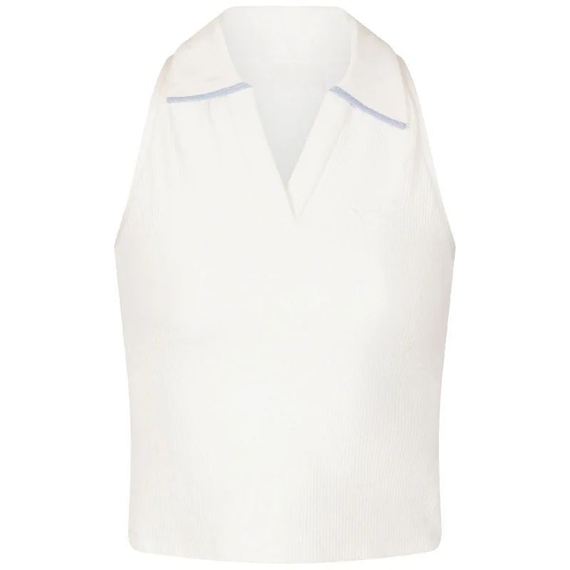 School uniform - style polo shirt with a specific logoWomens V-neck Cropped Sleeveless White - W23 School uniform - style polo shirt with a specific logoWomens V-neck Cropped Sleeveless White - W23
