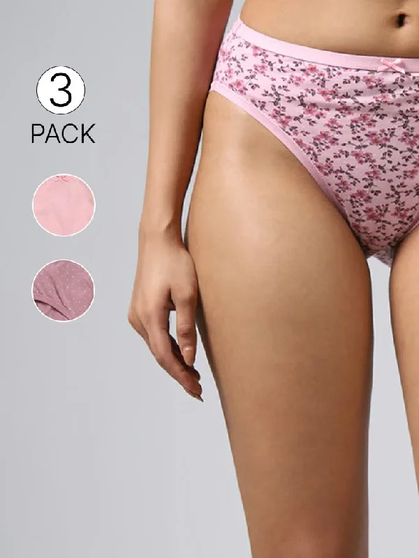 High - Waisted Women Shorts for a Retro and Flattering LookWunderlove Pink and Purple Printed Cotton Blend High-Leg Briefs - Pack of 3 High - Waisted Women Shorts for a Retro and Flattering LookWunderlove Pink and Purple Printed Cotton Blend High-Leg Briefs - Pack of 3