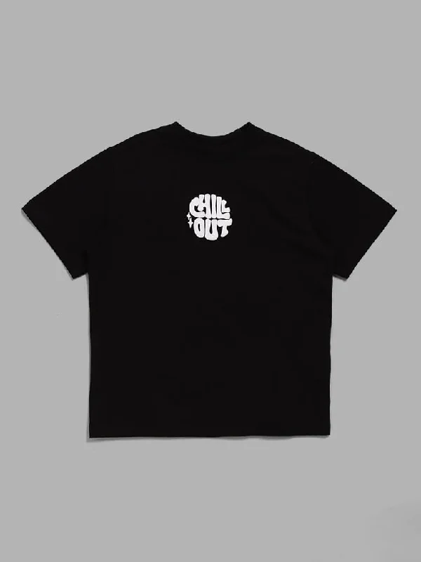 Embroidered Women Shorts with Intricate DesignsY&F Kids Black Typographic Printed T-Shirt Embroidered Women Shorts with Intricate DesignsY&F Kids Black Typographic Printed T-Shirt