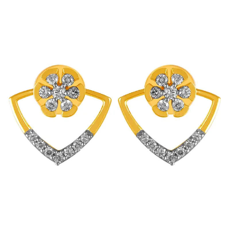 Garnet pendants in deep red tones​ 14KT (585) Yellow Gold & Diamond Floral Design Stud Earrings