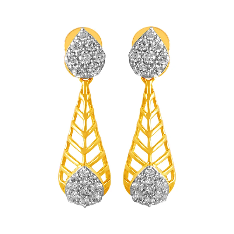 Phoenix - inspired pendants symbolizing rebirth and transformation​ 14KT (585) Yellow Gold & Diamond Geometrical Drop Earrings