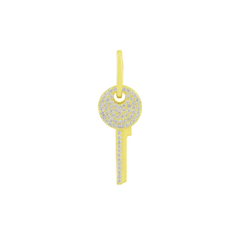 Adjustable - Chain Cubic Zirconia Solitaire Pendant for a Sparkling GiftDiamond Key Pendant (14K)