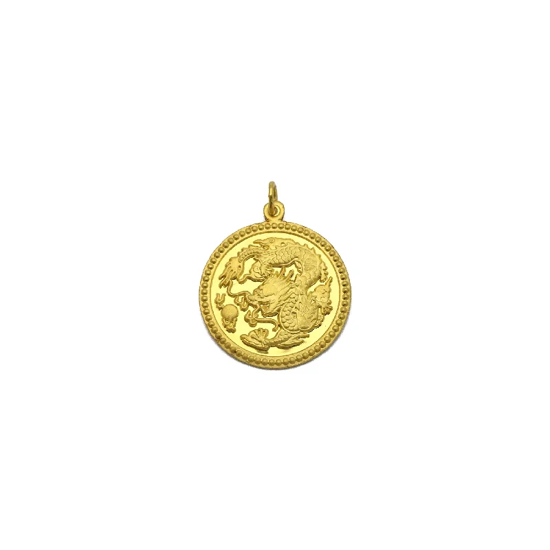 Rhinestone - Encrusted Crown Pendant for Little Girls' Dress - UpDragon Zodiac Sign Happiness Medallion Pendant (24K)
