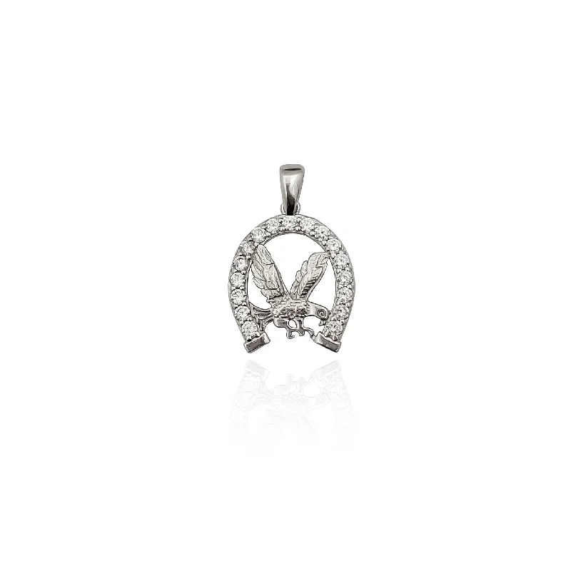 Adjustable - Chain Cubic Zirconia Solitaire Pendant for a Sparkling GiftEagle Horseshoe Pendant (Silver)