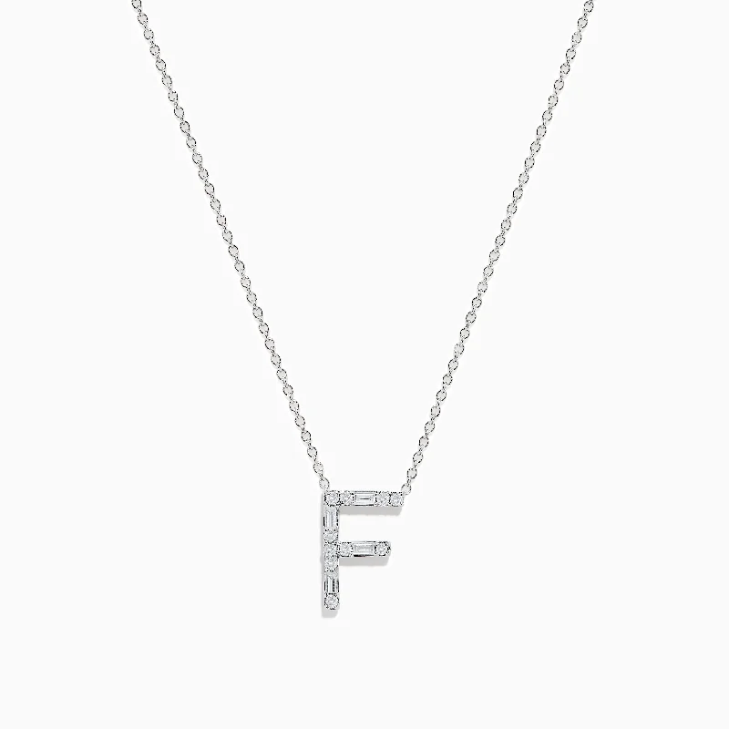 Pendant with a double - sided design for two looks in one​ 14K White Gold Diamond Initial "F" Pendant