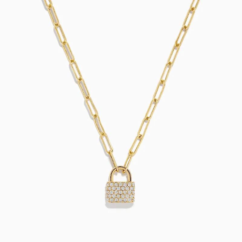Dragon - themed pendants for those who love mythical creatures​ D'oro 14K Yellow Gold Diamond Lock Pendant 0.26 TCW