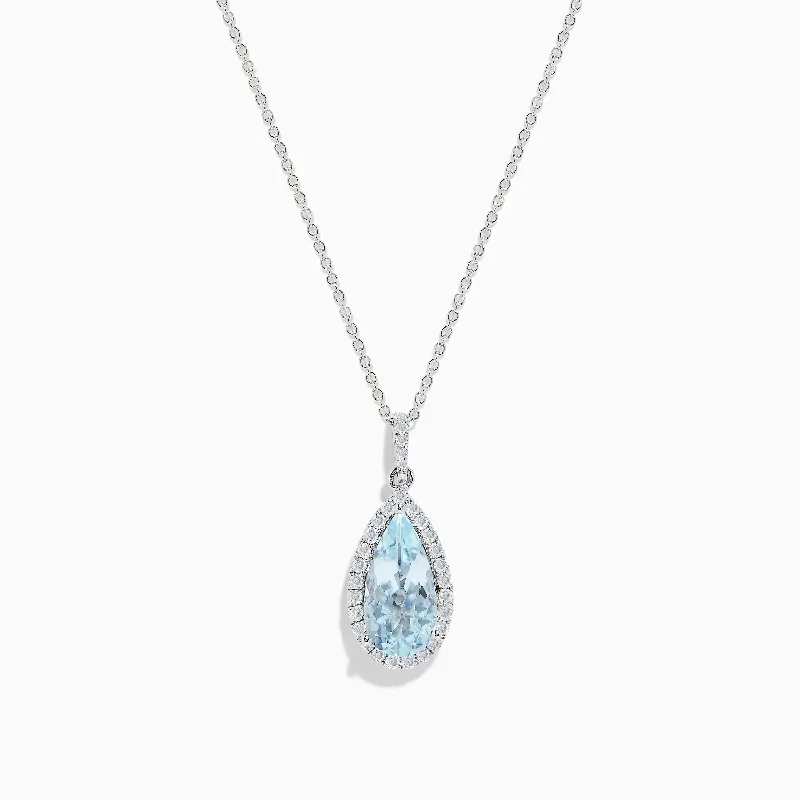 Cross - shaped pendants for religious significance​ Aquarius 14K White Gold Aquamarine and Diamond Teardrop Pendant