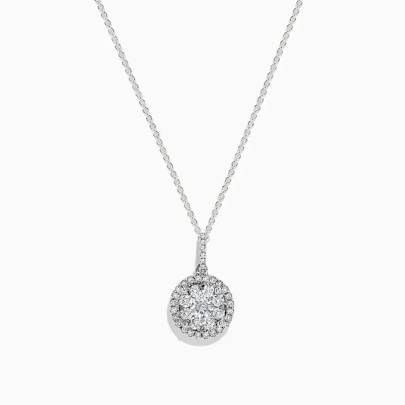 Pendant with a tassel for a bohemian and trendy style​ Bouquet 14K White Gold Diamond Cluster Pendant 1.04 TCW
