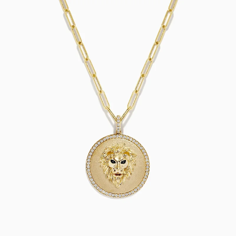 Opal pendants with their unique play of colors​ Safari 14K Yellow Gold Diamond Lions Head Pendant