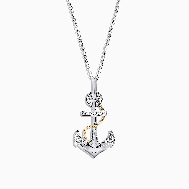 Key - shaped pendants, often symbolizing unlocking opportunities​ Seaside 14K Two Tone Gold Diamond Anchor Pendant, 0.18 TCW
