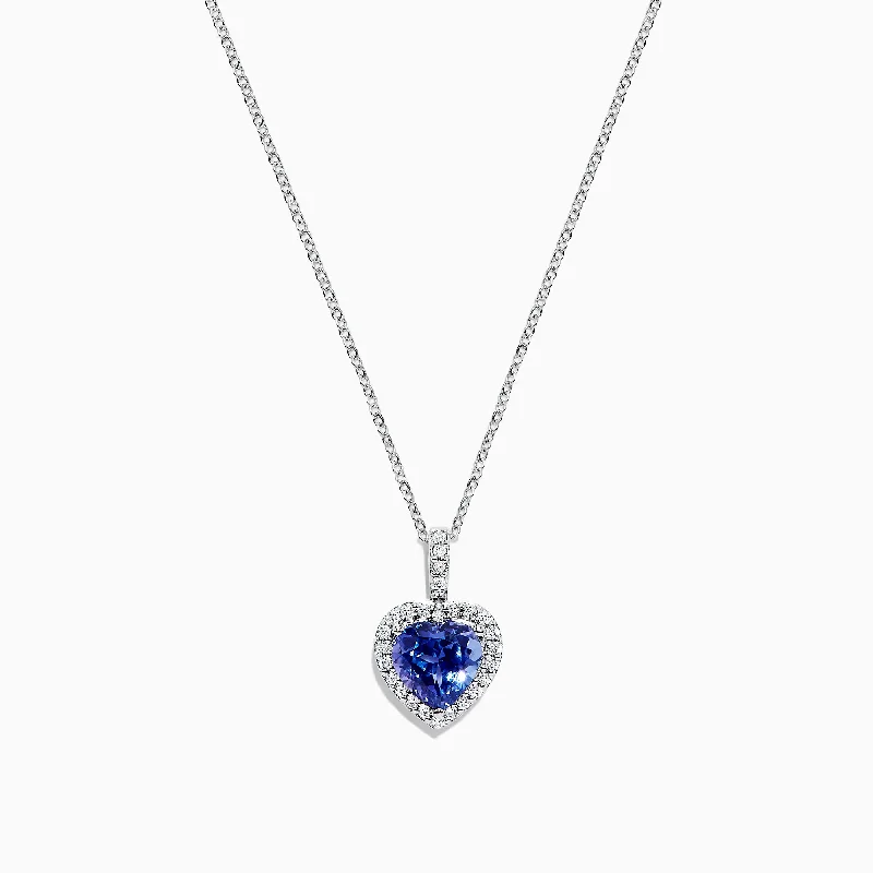 Aquamarine pendants, reminiscent of the ocean​ Nahla Siri 14K White Gold Tanzanite and Diamond Heart Pendant, 2.32 TCW