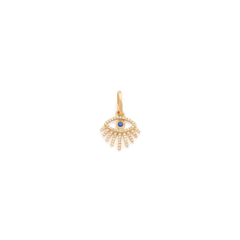 Gold pendants featuring a single large diamond for a luxurious look​ Evil Eye Ray Pendant | 14k Gold, Sapphire & Diamond