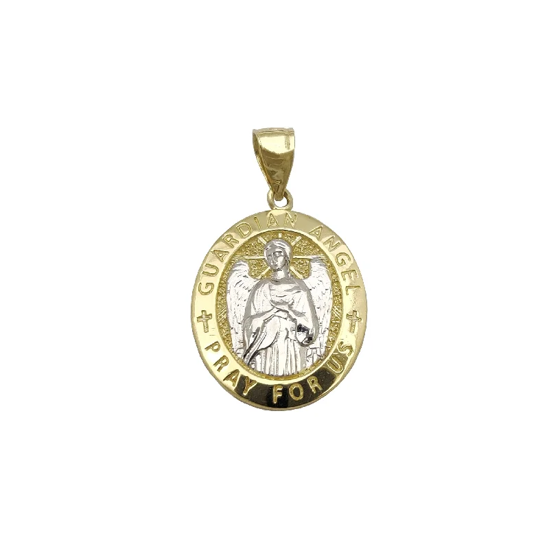 18K Gold - Plated Angel Wing Pendant for a Symbolic and Elegant AccessoryGuardian Angel Oval Medallion Pendant (14K)