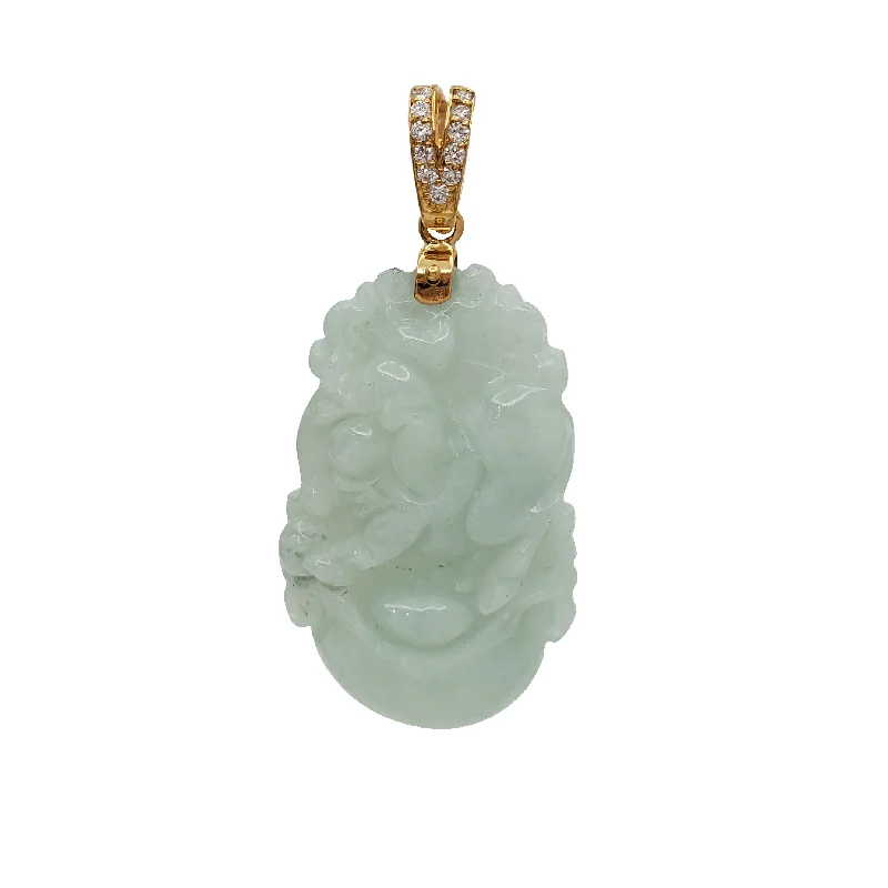 Double - Heart Pendant with Interlocking Design for CouplesDiamond Jade Pig Pendant (14K)