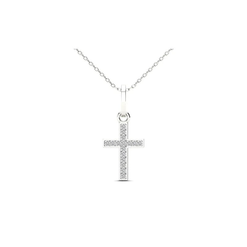 Retro - Inspired Art Deco - Patterned Pendant in Silver for Vintage LoversMini Diamond Cross Pendant (14K)