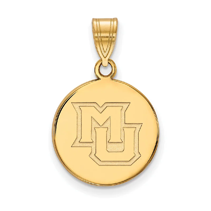 Pendant with a magnetic closure for easy attachment and removal​ 14k Gold Plated Silver Marquette U Medium Disc Pendant